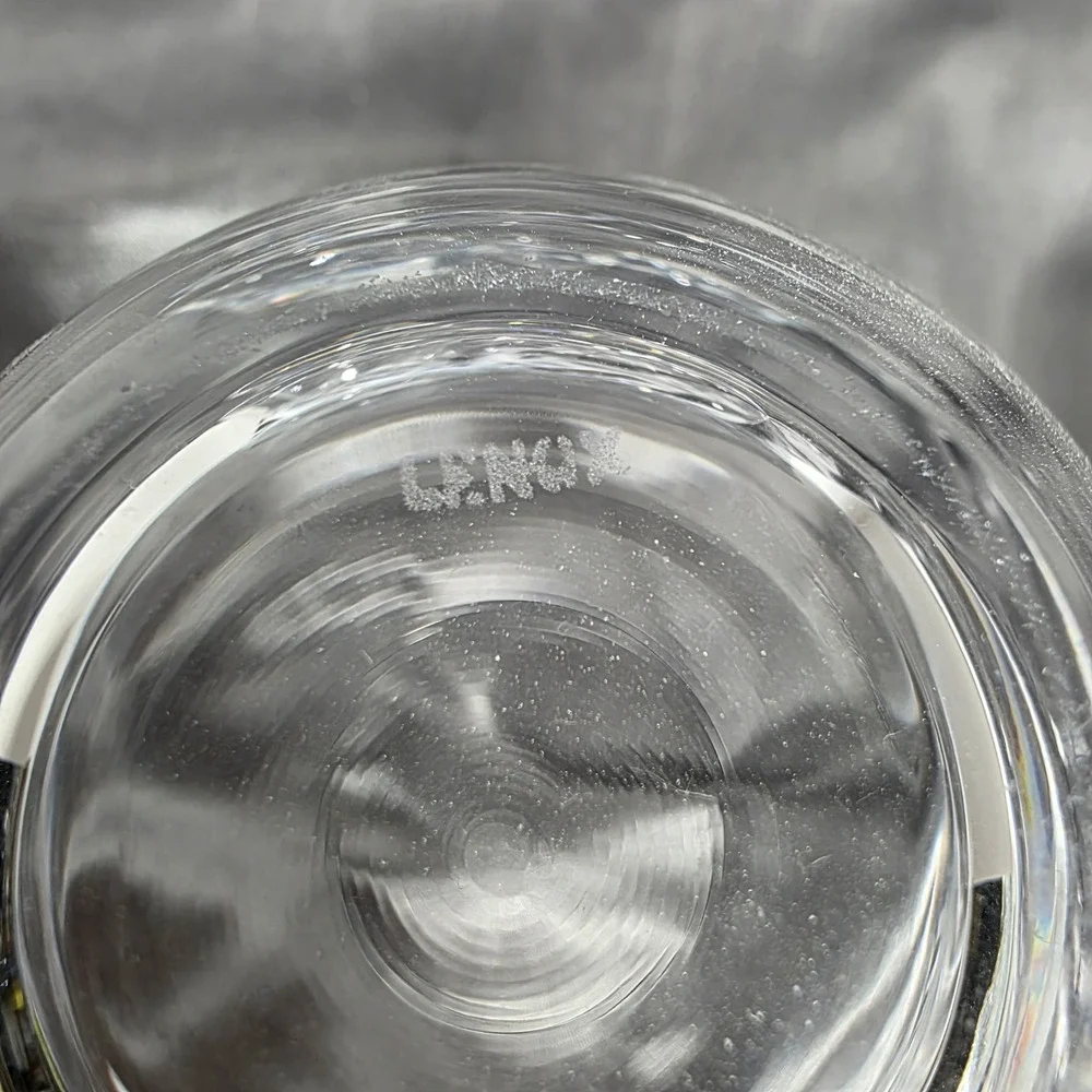 Lenox Stemless Wine Glasses Set of 5 Clear Glass Barware Crystal Etched Logo